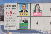 立候補者それぞれの政策スローガンが訴えられるポスター